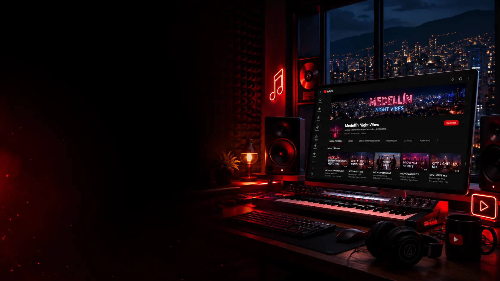 Estudio musical para crear un canal de YouTube con inteligencia artificial